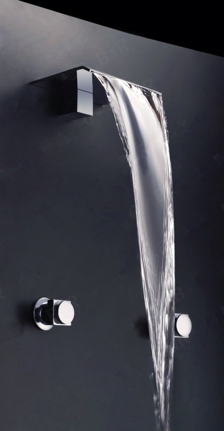 Ninove Chrome Wall Mounted Waterfall Bathroom Shower Faucet Set